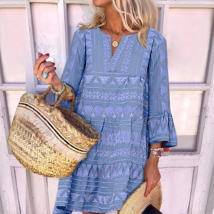 Loose casual flared sleeve dress