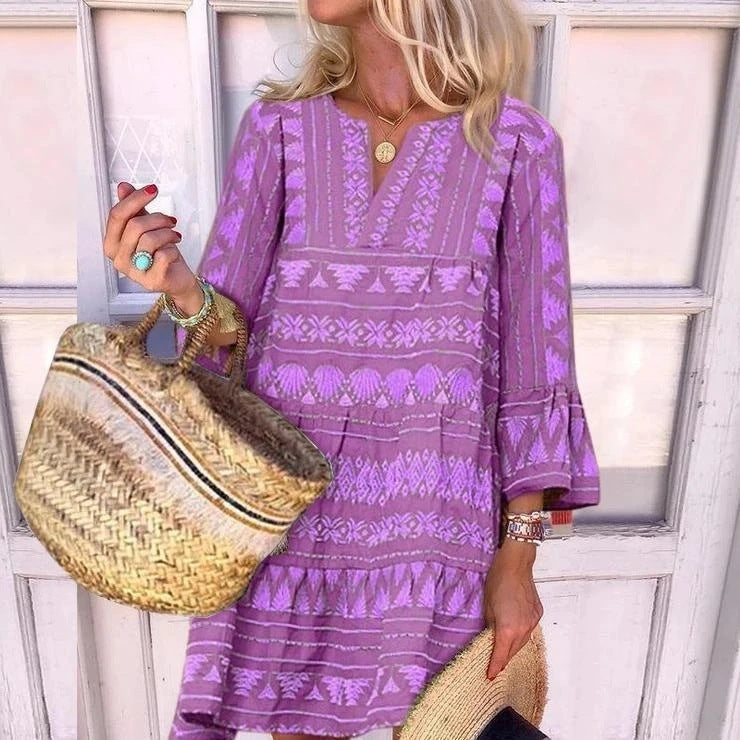 Loose casual flared sleeve dress