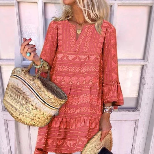 Loose casual flared sleeve dress